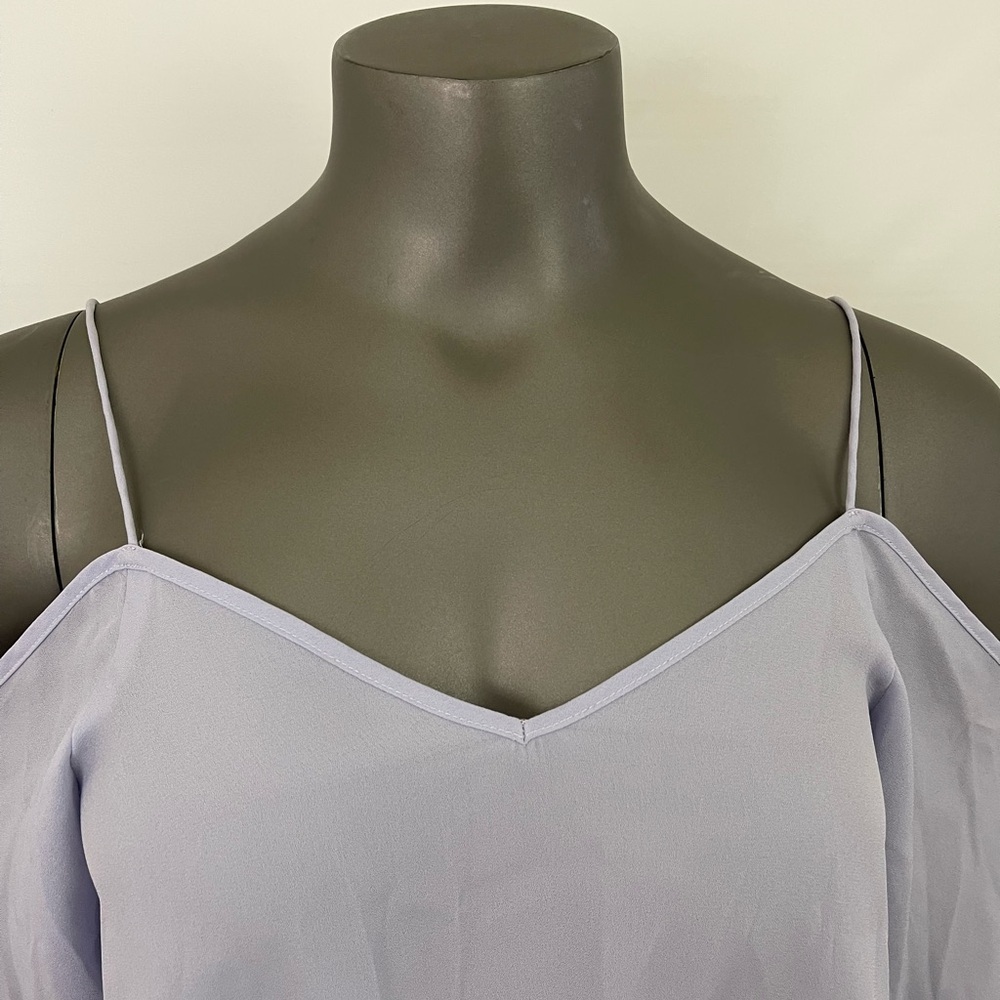 ASOS Top Women’s 4 Purple Flutter Sleeve Crop Semi Sheer Blouse Sexy - Picture 4 of 8